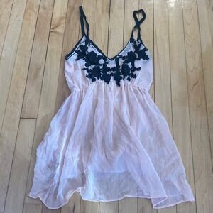 Kimchi Blue: Black & Pink Chemise with Black Lace Detail